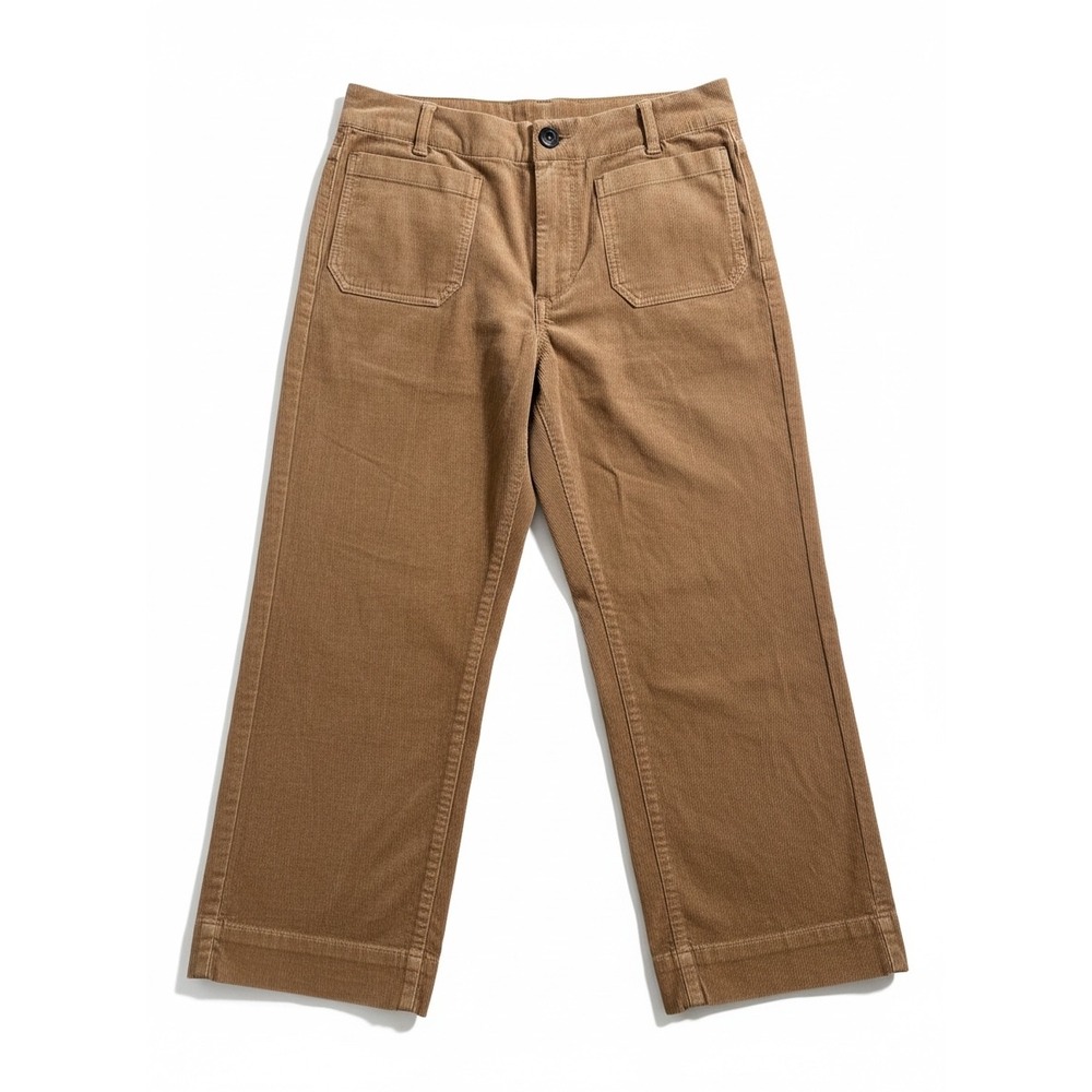 Quince Organic Stretch Corduroy Cropped Wide Leg Pants Womens 10 Warm Brown - Picture 4 of 11
